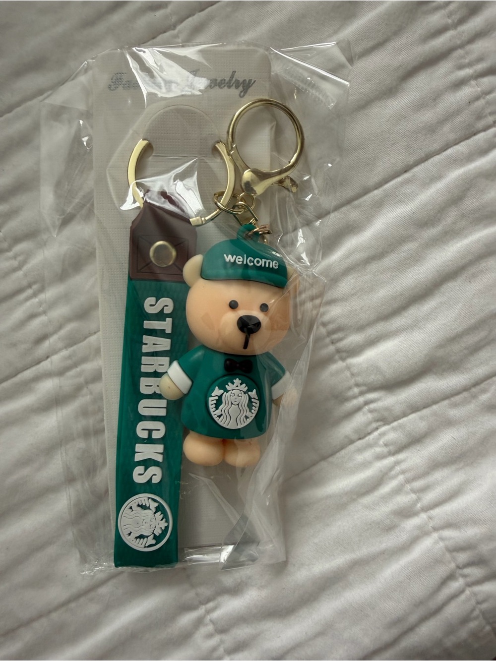 STARBUCKS Keychain Charms - bear with green outfit